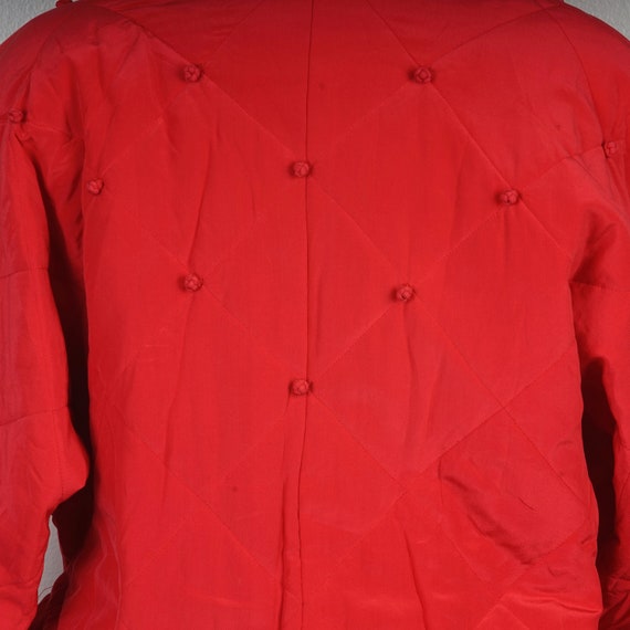 red silk diamond jacket 90s oversize bomber with … - image 5