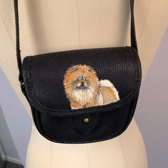 chow chow dog hand painted crossbody bag purse