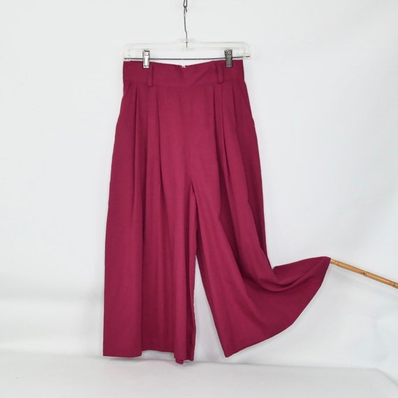 Vintage Red Wide Leg Culottes High Waist Pleated Gaucho Pants - Etsy