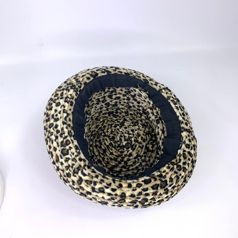 unstructured cheetah print velour hat 1990s vintage bucket hat