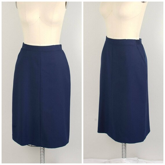 navy blue pencil skirt 80s