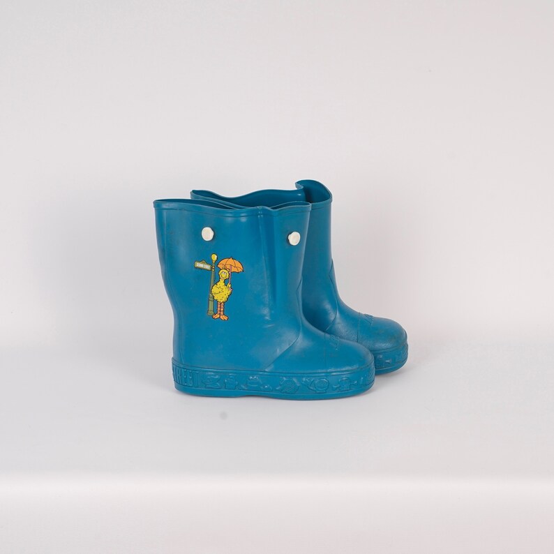 Big Bird Sesame Street 80s vintage kids rain boots size 10 11 Muppets