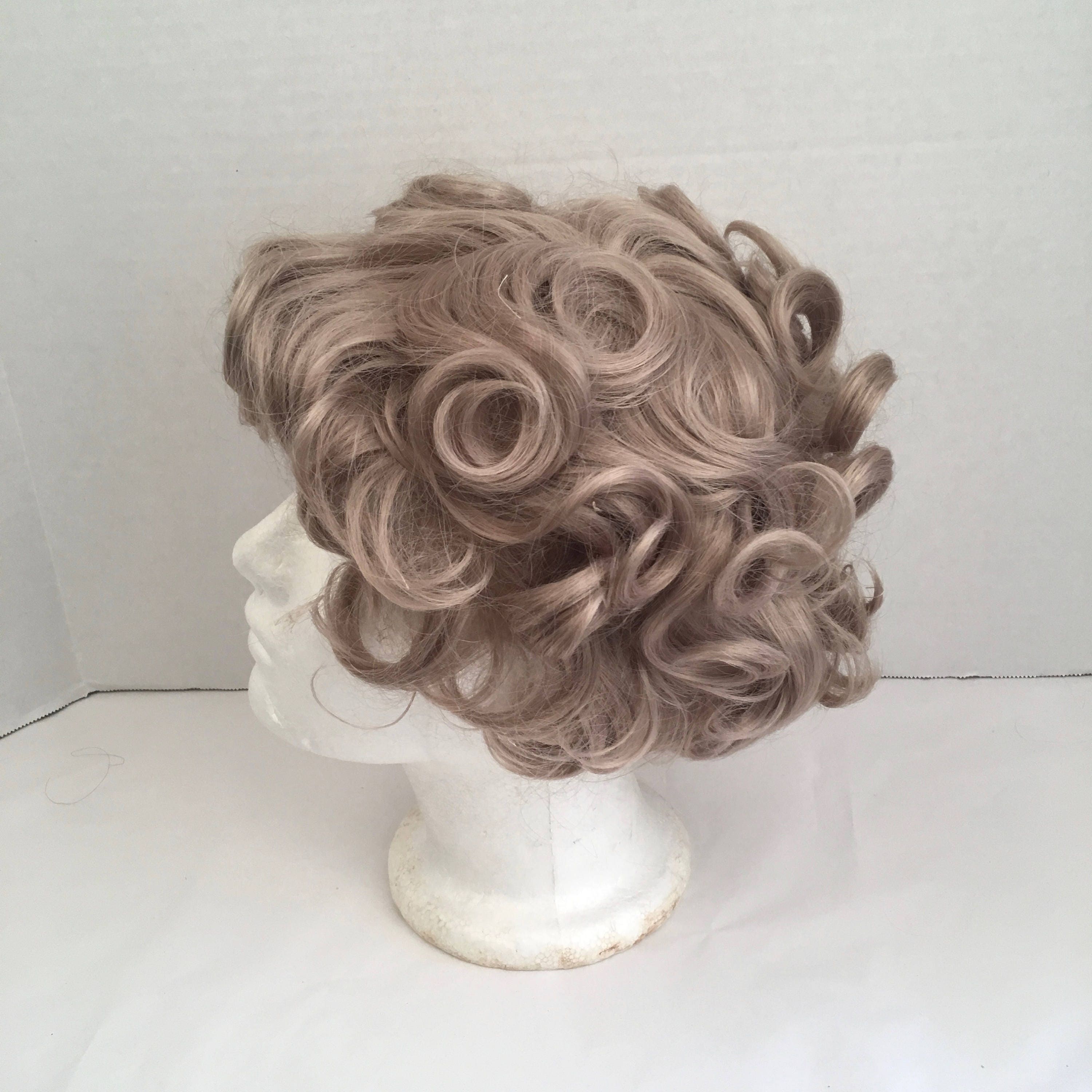 Short Pin Curl Ash Blonde Wig Vintage Ladies Wavy With Bangs Etsy