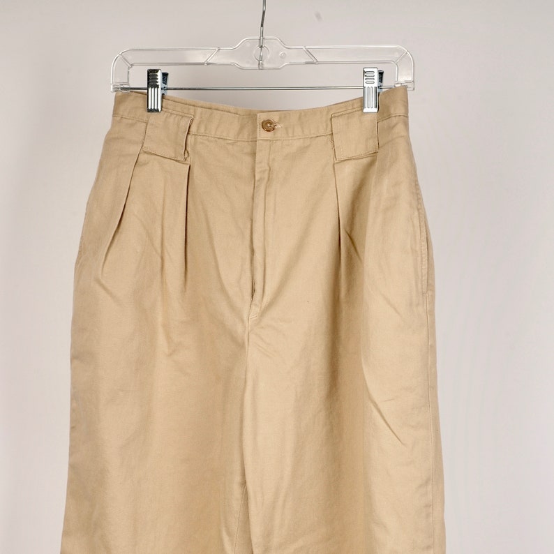 pleated khaki pants 28 inch high waist Gator of California 90s vintage pleated slacks