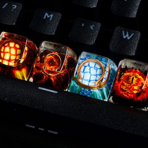 Power Ring Artisan Keycap Set – Handmade Resin Keycaps Inspired by Fantasy Rings for Cherry MX Switches, Mystical Gift for Gamers & Fans