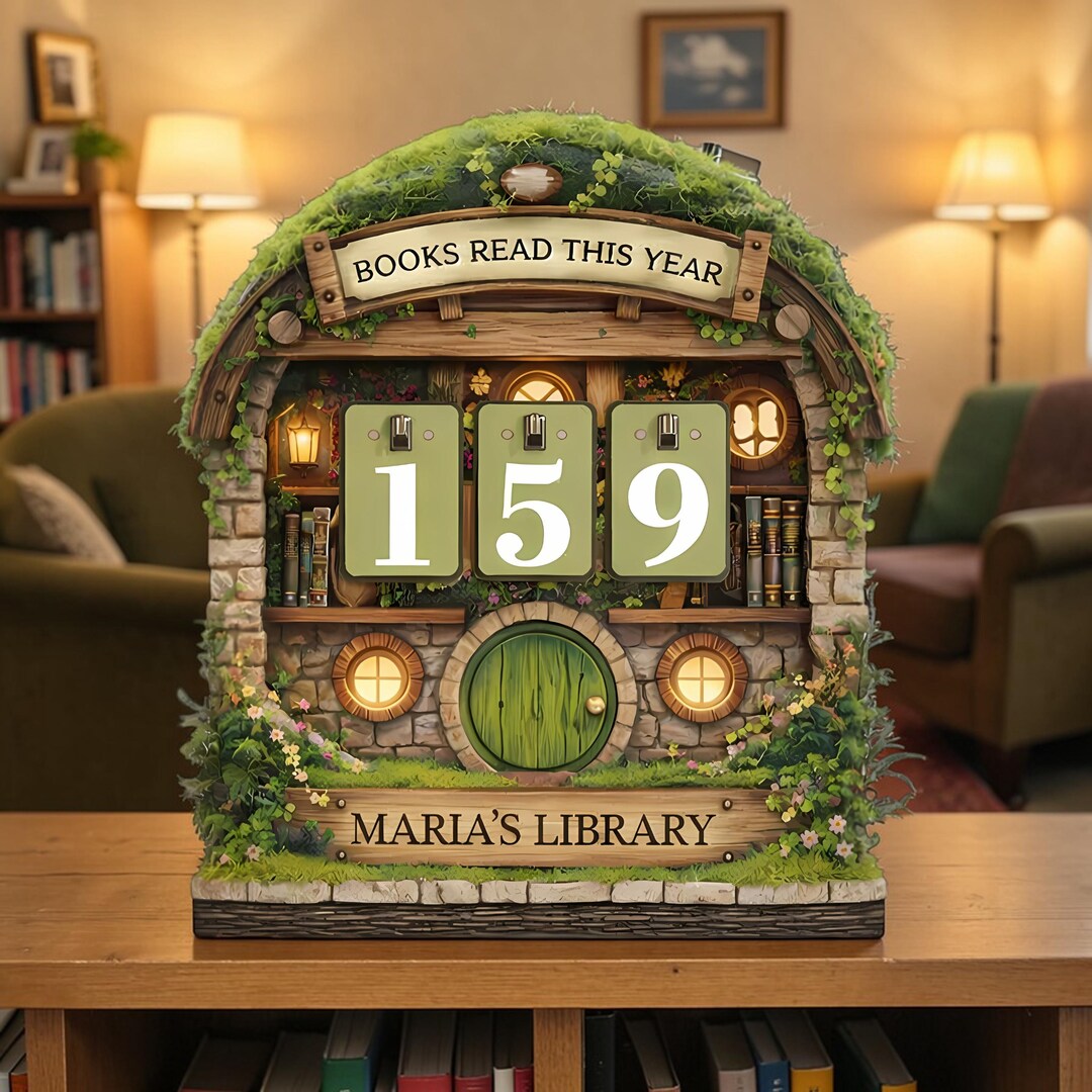 Cottagecore Hobbit Library Book Tracker, Fantasy Reading Goal Counter ...