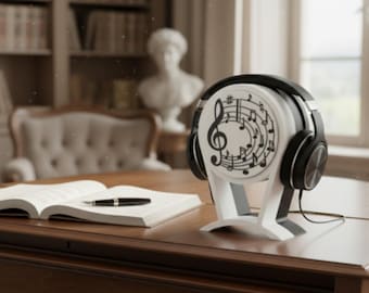 Support pour casque audio avec notes de musique, support pour casque imprimé en 3D, cadeau pour musicien