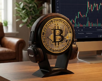 Support pour casque Bitcoin | Support de casque de jeu personnalisé crypto-monnaie, décoration BTC avec symboles Blockchain