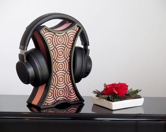 Support de casque moderne en forme de H : motif ondulé personnalisé, cadeau idéal pour les mélomanes