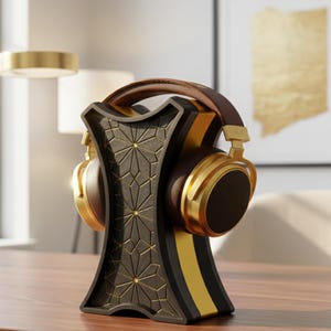 Moderner H-förmiger Kopfhörerständer mit luxuriösem Muster, Geschenk für Musikliebhaber, Audiophiles DJ-Geschenk, stilvoller Kopfhörerhalter