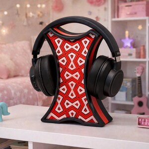 Supporto per cuffie moderno a forma di H con motivo bicolore / Regalo per gli amanti della musica / Elegante dock per cuffie per lei