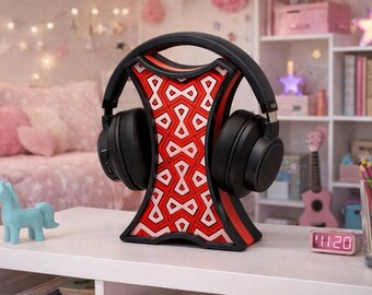 Support décoratif pour casque audio - Support pour casque gaming - Organiseur de bureau à motifs géométriques