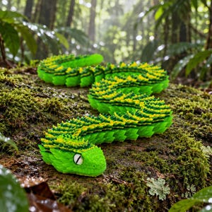 Bewegliche Buschviper, 3D-gedrucktes Sammlerstück, flexibles Fidget-Spielzeug, Schreibtischdeko, Geschenk für Reptilienliebhaber