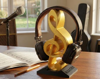 Support pour casque personnalisé clé de sol / Support pour casque / Nom / Gamer / Cadeau pour lui