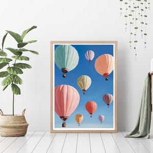 Colourful Hot Air Balloons Wall Art Print, Timeless, Serene, Wall Poster Print, Sophisticated Art Print, Living Room, Bedroom, Office Prints