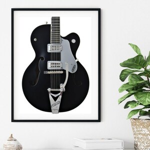 Stampa artistica da parete con chitarra Gretsch, decorazione da parete per ufficio, regalo per lui, stampe per camera da letto, regalo per musicista, decorazione da parete, arte rock & roll, arte musicale