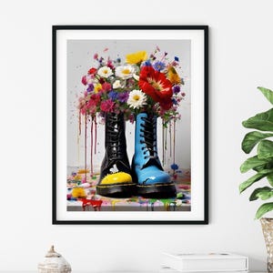 Impresión de arte mural con jarrón Boots, pósteres coloridos, arte mural para la cocina, regalo para ella, arte urbano, regalo para una amiga, vintage, impresiones artísticas de tendencia.