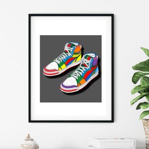 Stampa artistica da parete con stivali da baseball, poster colorati, divertente decorazione da parete, regalo per lui, stampe retrò vintage, regalo per un amico, soggiorno, ufficio