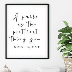 Stampa con sorriso, stampa da parete positiva, stampa da parete divertente, stampa da parete tipografica, poster con citazione, stampa artistica da parete, stampa con citazione divertente, regalo divertente per lei