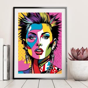 Pop Art Lady Wall Art Print, Modern Bedroom Decor, Retro Pop Art Poster, Unique Gift for Him, Sexy Artwork Illustration, Urban, Punk Art
