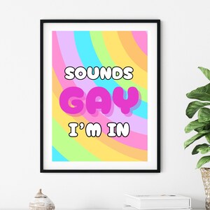Stampa artistica da parete "Suoni gay", poster colorati, decorazione da parete per cucina, regalo per lei, arte da bar e discoteca, stampe con citazioni divertenti, regalo per un amico, vintage