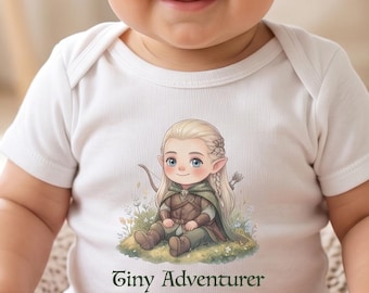 Tiny Adventurer Baby Onesie | Watercolor Elf Bodysuit (100% Cotton)