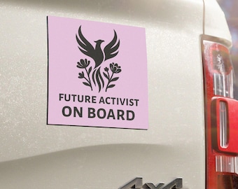 Future Activist On Board Car Magnet | Rising Phoenix & Flowers Design | Baby Shower Gift