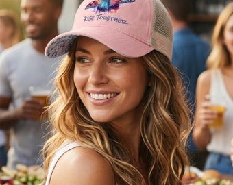 Butterfly Rise Together Snap-Back Hat | Women's Washed Mesh-Back Cap | Inspirational Gift
