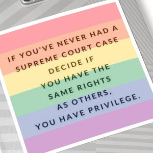 Rainbow Privilege Kiss-Cut Stickers, LGBTQ Rights Decal, Social Justice Activist Gift, Diversity Inclusion Laptop Sticker, Equality