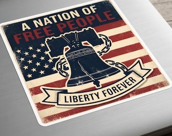 Free People Liberty Forever Sticker | Liberty Bell American Flag Patriotic Kiss-Cut Decal
