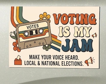 Voting Is My Jam Car Magnet | Retro Cassette Voter Turnout Design
