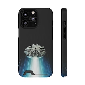 Millennium Falcon Phone Case with Card Holder, Space Ship iPhone Cover, Galaxy Card Wallet, Sci-Fi Phone Sleeve, Gift for Star Wars Fan