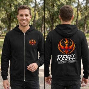 Rising Phoenix Full-Zip Hoodie | Rebel Inspired Designs Zip-Up Sweatshirt | Activist Gift