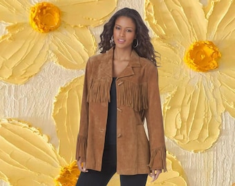 Women’s Handmade Western Suede Fringe Jacket Beaded Cowgirl Coat Custom Western Wear