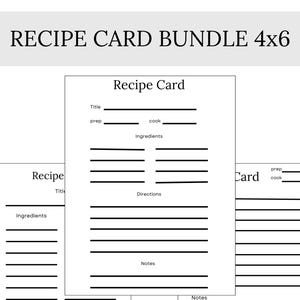 Pacote de cartões de receitas 4x6 - Cartões de culinária imprimíveis para planejamento fácil de refeições e ideias para presentes - Organização de cozinha e compartilhamento de receitas