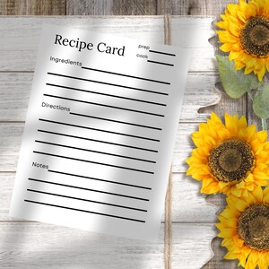 Modelo de Cartão de Receita 4x6 | Cartões de Culinária para Imprimir, Editáveis e Personalizáveis, Download Instantâneo para Suas Receitas Favoritas