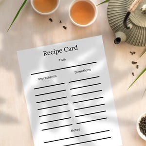 Cartões de Receitas Tamanho 4x6 | Cartões de Receitas Imprimíveis para Organizar e Compartilhar Receitas de Família, Presentes de Cozinha e Utensílios de Cozinha