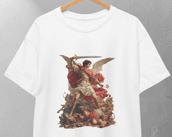Saint Michael the Archangel T-Shirt, Catholic Saint Michael Shirt, Vintage Art Shirt, Christian Religious Graphic Tee,