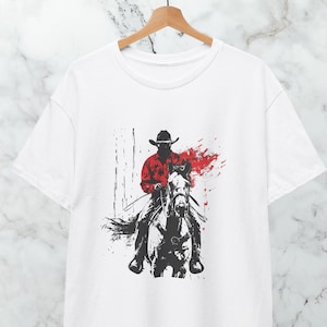 Mysterious Cowboy T-Shirt Western Art, T-Shirt for Country Lovers, Western Apparel, Vaquero Shirts, Horse T Shirt Design,