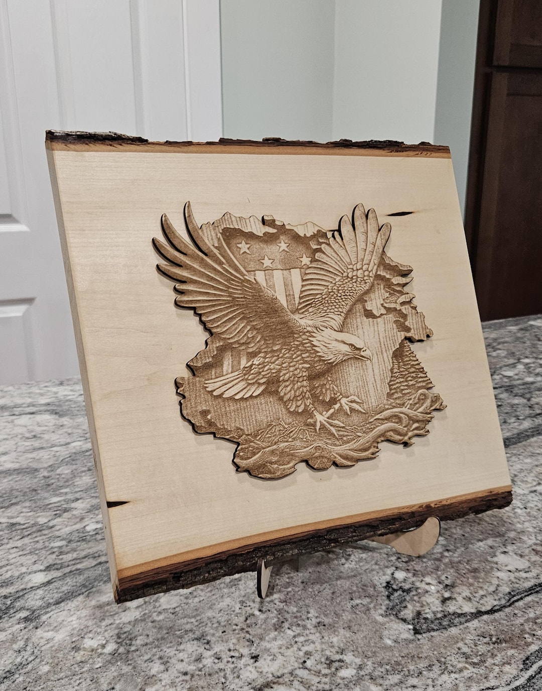3D Bald Eagle Wood Sign, Live Edge Patriotic Wall Art - Etsy