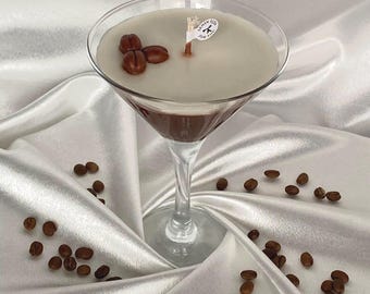 Espresso Martini Candle: Handmade Soy Wax Coffee Cocktail in Martini Glass