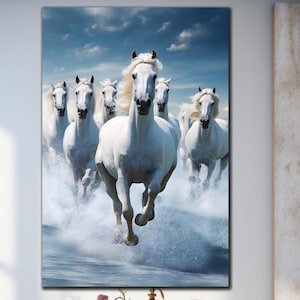 Running Horses Glass Art, White Horses Tempered Glass Art, Horse Wall Decor, Animal Wall Art, Housewarming Gifts,Wall Hangings