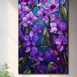 Lila Orchidee Glas Wandkunst, Orchidee gehärtetes Glas Kunst, Blumen Glaskunst, Extra Große Wandkunst, Panorama Wandkunst, Housewarming Geschenke