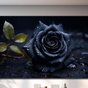 Black Rose Tempered Glass Wall Art, Black Rose Flower, Natural And Vivid Wall Decor, Modern Wall Art, Extra Large Wall Art, Wall Hangings