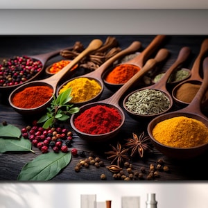 Spices Tempered Glass Wall Art, Spices Wall Decor, Spice Kitchen Wall Art, Kitchen Wall Decor, Extra Large Wall Art, Wall Hangings
