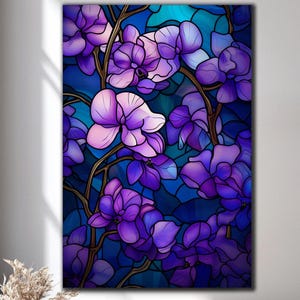 Lila Orchidee Glas Wandkunst, Orchidee gehärtetes Glas Kunst, Blumen Glaskunst, Extra Große Wandkunst, Panorama Wandkunst, Housewarming Geschenke
