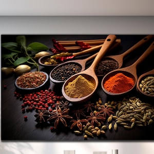 Spices Tempered Glass Wall Art, Spices Wall Decor, Spice Kitchen Wall Art, Kitchen Wall Decor, Extra Large Wall Art, Wall Hangings