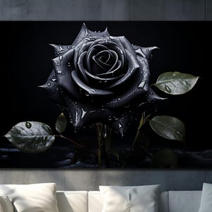 Black Rose Tempered Glass Wall Art, Black Rose Flower, Natural And Vivid Wall Decor, Modern Wall Art, Extra Large Wall Art, Wall Hangings