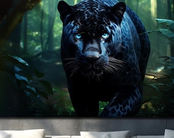 Black Panther Tempered Glass Wall Art, Panther Wall Decoration, Panther Glass Art, Animal Wall Art, Extra Large Wall Art, Wall Hangings