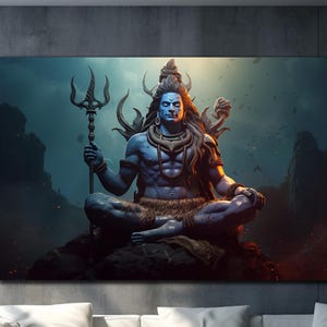 Hindu God Shiva Glass Art, Shiva Wall Art, Hindu Wall Decor, Abstract Wall Decor, Extra Large Wall Art, Wall Hangings